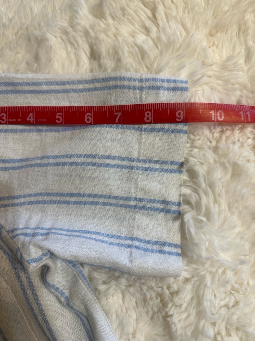 Buffalo David Bitton Linen Blend Striped Camp Shirt Top Blue White Small - Picture 11 of 11